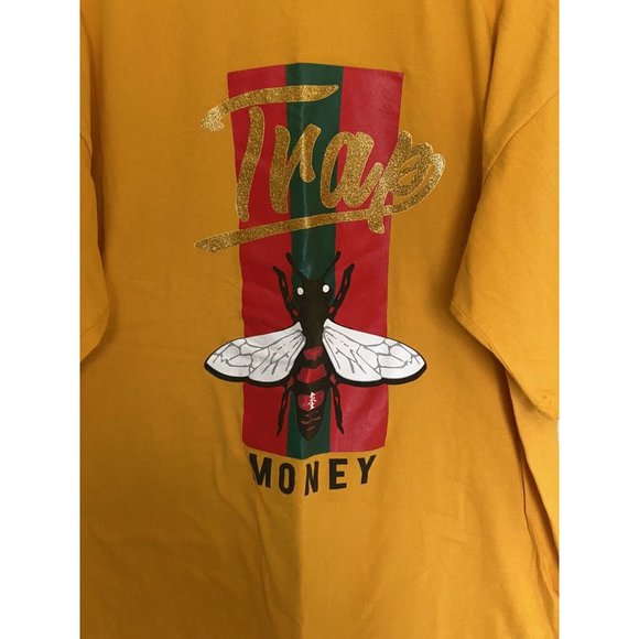 Trap Money Bright Yellow S/S T-Shirt Men's Size 2XL Hippo Heavyweight Tee - Picture 6 of 8